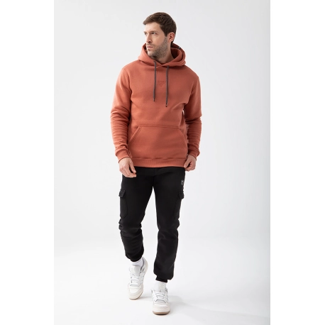 Trec Wear Brązowa bluza męska z kapturem Basic Hoodie 152 T Brown