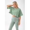 Trec Wear Zielony T-shirt damski crop top Trecgirl Basic T-shirt 160 Green