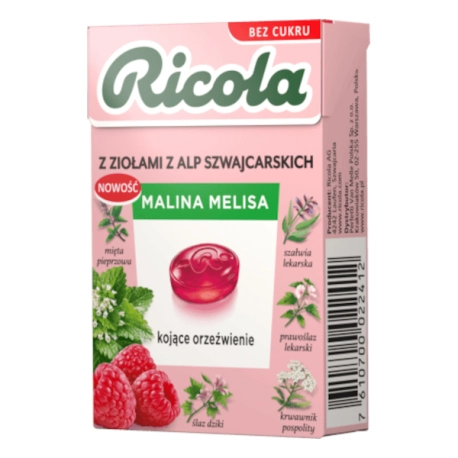 Ricola Cukierki Ziołowe Bez Cukru Malina Melisa - 27,5g